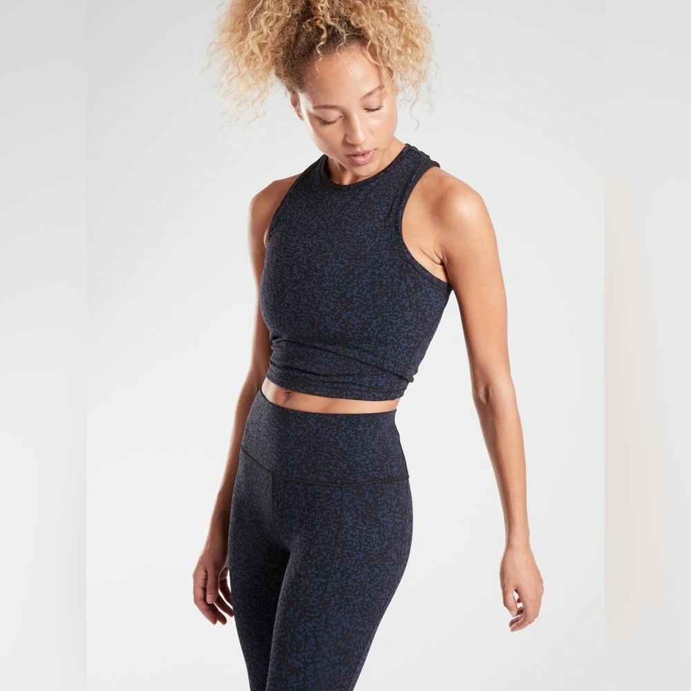 Athleta Shanti Crop Tank Top- Black & Blue